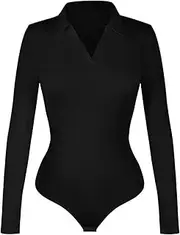 [ZTRZHCHYA] Women Sexy Long Sleeve Turn-Down Collar V Neck Shapewear Tummy Control Butt Lift Shirt Seamless Compression