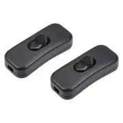 Inline Cord Switch AC 250V 2A 500W DPST Rocker Switch Light Switch Black 2pcs