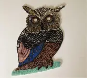 Large OWL SEQUIN & BEADED APPLIQUE Bird CRAFTS Beads EMBELLISHMENT Stunning!