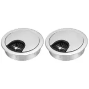 2Pcs Desk Cable Hole Cover, Zinc Alloy Cord Raceway(50mm, Silver)