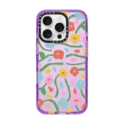 iPhone 16 Pro Impact Case Rainbow Pansies by LJMA