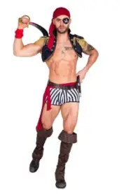 6pc Captain Hunk Halloween Cosplay Men's Costume