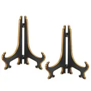 7" Acrylic Plate Stand Holder, 4 Pack Foldable Frame Holder Black Gold