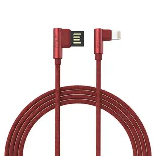 【2入組】 Golf Apple 8Pin 90度雙面USB編織快充線(1M)-紅色
