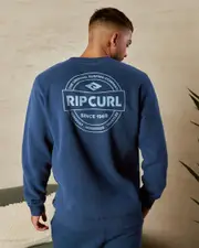 [Rip Curl] Rip Curl Men's Stapler Crew Sweatshirt in Washed Navy Size Small S Washed Navy