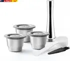 Reusable Coffee Pods 3 Pcs Reusable Coffee Nespresso Capsules with Tamper Stainl