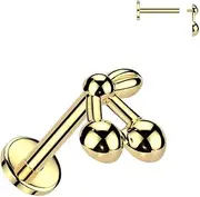 [Pain-is-Art] Cherry Labret 1.2 mm – ASTM F136 Titanium in Gold or Silver – Piercing