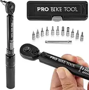 PRO BIKE TOOL 1/4 Inch Drive Click Bike Torque Wrench Set – 2 to 20 Nm – Bicycle Torque Wrench Maintenance Kit for Road & Mountain Bikes - Includes Allen & Torx Sockets, Extension Bar & Storage Box