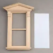 AirAds Dollhouse DIY 1:12 scale Window Frame 2-Panel Window Unfinished Wood