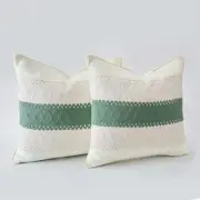 Throw Pillow Covers Set of 2 for Boho Living 16" x 16" (Pack of 2) Beige Green
