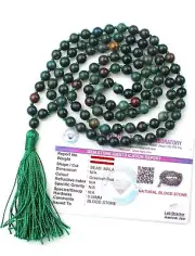 Natural Crystal Bloodstone mala Natural Crystal Stone 6 mm 108 Beads Jap Mala