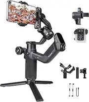 FeiyuTech Scorp Mini 3 Gimbal Stabilizer for iPhone, Built-in AI Tracker 3-Axis Smartphone Gimbal, Phone Stabilizer with Cooling Fan and Integrated Grip Design, Touch Screen, 2KG(4.41lb) Payload