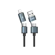 Remax 4in 1 Charging Cable Resistant Mobile Phone Cable For Lightning Type C Charging Line 2.4a Black #RC-020t