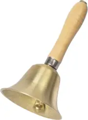 Hand Bell,5.9 Inch Hand Call Bell with Solid Brass Bell Wooden Handle Extra L...