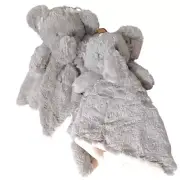 (2) Elephant Lovey Fluffy Plush Soft Safari Security Blanket Sleep Play Comfort