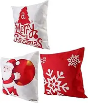 MUSISALY Elegant Christmas Pillowcase Set 3pcs Pillow Covers Pillow Protectors Xmas Case for Sofa Couch Bed