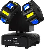 Moving Head DJ Light, Mini Double Heads 10 LED RGBW Beam,10 Leds Golden Strobe S