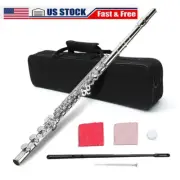 17 Key Flute Closed Hole Flutes Nickel Silver Keys with Case & Parts New