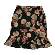 Alannah Hill Her Signature Scent Skirt Size 14 Navy Floral Faux Wrap Ruffle Hem