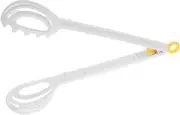 UKCOCO Manual Hand Whisk and Kitchen Tongs Versatile Egg Beater for Mixing Stirring and Noodle Gripping Elegant White Finish for Cooking and Baking Tasks