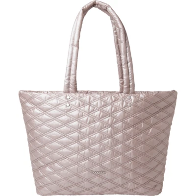 Baggallini Quilted Tote Bag Rose Metallic Nylon Water Resistant Phone Holder NWT