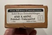 Von Morris 4545 x 605NL Solid Brass Extruded Hinges, Five Knuckle, Button Finial