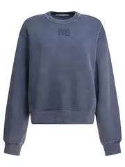 [Alexander Wang] Alexander Wang-Essential Terry Crew Sweatshirt W/ Puff Paint Logo Sweatshirts Blu-Donna XS