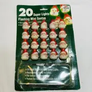 NEW 20 Flashing Mini Lights Santa Claus Head Covers Light String Blinking