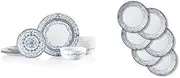 [CORELLE] Signature Dinnerware, 18 Piece Set, Portofino 16.83x30.48x29.21 centimeters Blue and White + Lunch Plates (6-piece set)