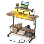 Height Adjustable Standing Desk with Power Outlets and LED Lights - 32" Manual