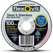 6x Flexovit MEGA INOX STEEL & STAINLESS CUT OFF DISCS-100x1x16mm Or 125x1x22.2mm