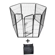 6 Panels 100 cm Heavy Duty Pet Dog Cat Puppy Rabbit Exercise Playpen Fence Extension With Cover