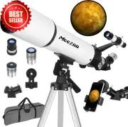 80mm Aperture Refractor Telescope for Adults & Kids with Tripod Phone Adapter