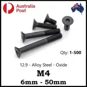 M4 (4mm) Countersunk Socket 12.9 Screw s Bolt s Hex CSK Course Alloy Black Oxide