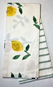 KITCHEN TOWELS (2) LEMON YELLOW GREEN 100% COTTON NIP
