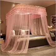 Canopy for s Bed Mosquito Net Princess Three Side Openings Post Romantic Lace Bed Curtain Canopy Netting Bed Net Canopy Bedding (Color : Pink, Size : 180 * 220cm)