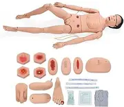 Professional Patient Care Manikin 5.57ft Life Size Multi-Functional Patient Care Simulator Mannequin Full Body for Nursing Medical Training