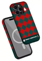Case for,[Compatible with Magsafe] Phone Case for iPhone 16 Christmas Checkered