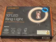 Open Box Cygnett 10" Ring Light with Desktop Tripod and Bluetooth Remote