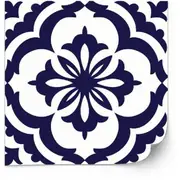 [Namly Design] Tiles Sticker - Vintage Tile Decals / Navy Blue and White / 24 pcs