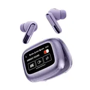 Purple Wireless Waterproof Noise Reduction InEar Bluetooth Headset LED Touch Screen