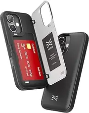 TORU CX Hybrid for iPhone 16 Plus Wallet Case | Dual Layer Slim Protective Hard Cover with Hidden 2-Credit Card Slot Holder - Black