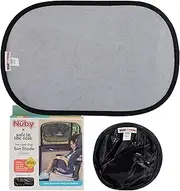 Nuby x Safe in The Seat Car Sun Shades – 2-Pack Pop-Open Static Cling Shades for Side Windows – UV Protection, Easy Install, Universal Fit – Folds Flat for Storage – 14" x 21" with Bonus Decal