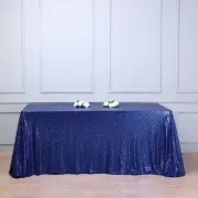 90x156" Navy Blue SEQUIN RECTANGLE TABLECLOTH Wedding Party Catering Linens