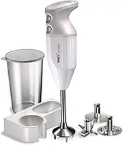 Bamix Mono Stick Blender 140W, 2 Speed, 20cm Immersion Hand Blender with 3X Blade Attachments, 600ml Beaker & Wall Bracket, White