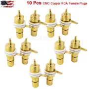 10x CMC Gold Plated Copper RCA Female Phono Jack Panel Mount Chassis Connector