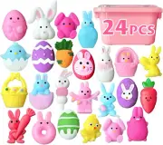 24PCS Easter Squishies for Plastic Egg Fillers, Easter Mochi Squishy Toys for Eg