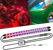 14inch RGB LED Light Strips APP Control Multi Color,Dynamic Amber Turn Signal Daytime Running Light Sequential Strip Grille Chassis Neon Exterior Light Kit for Car Snowbike SUV Cart Truck 1set