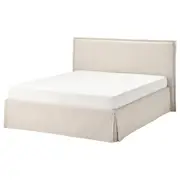 TÄRNKULLEN upholstered bed frame, Vissle beige/Luröy, Double