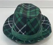 St. Patricks Day Green Black Plaid Fedora Hat Lights Up Costume Novelty New NWT
